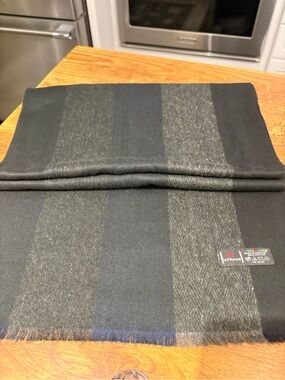 Men's Black & Charcoal Striped Wool Scarf
